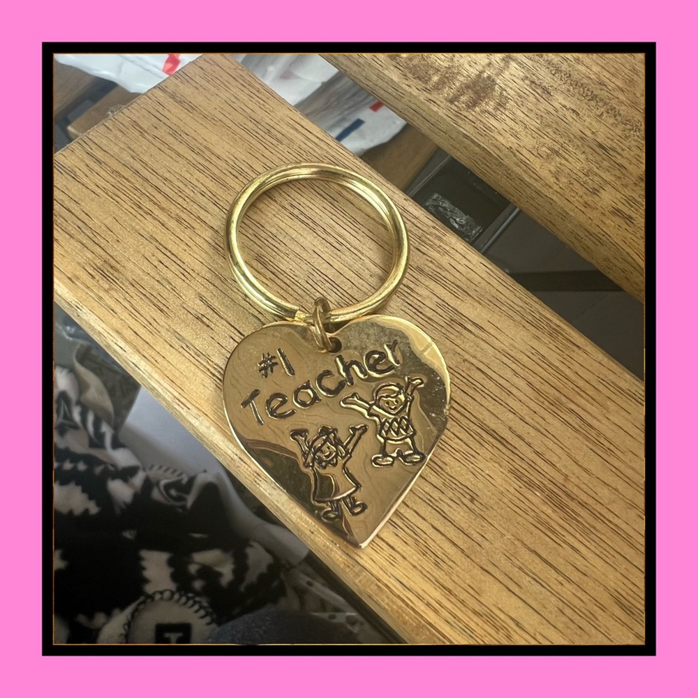 Number 1 Teacher Gold Keychain